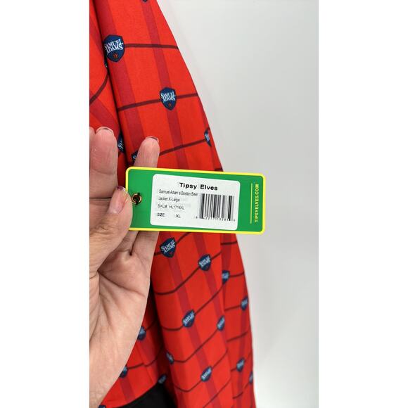 Tipsy Elves Samuel Adams Boston Beer blazer size L red black novelty print - Picture 7 of 11